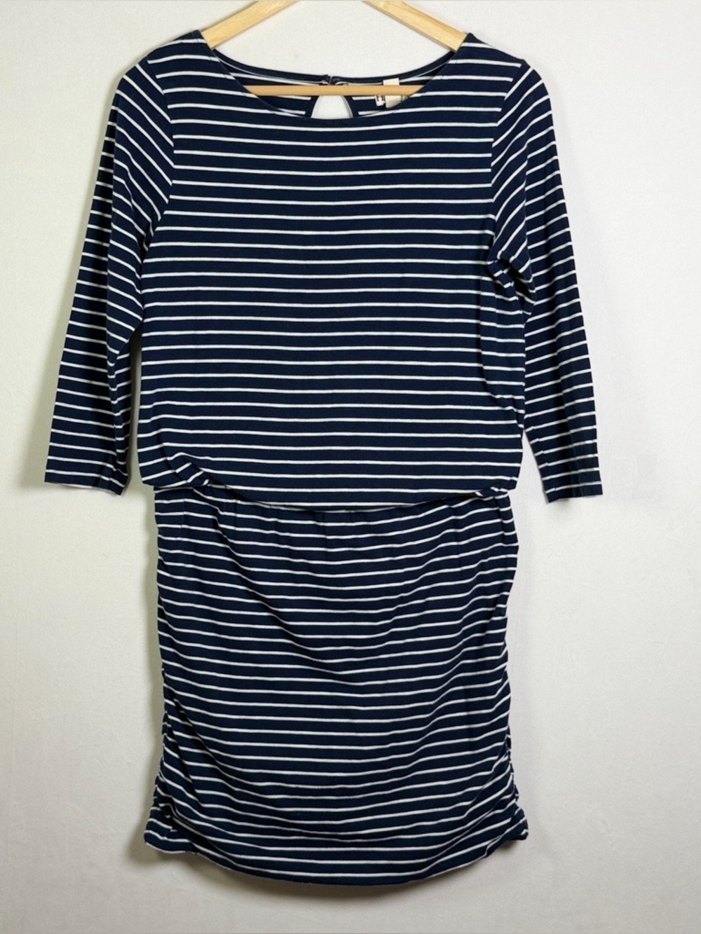 Hatley Women’s Navy White Striped Ruched Dress Sz M Nautical Coastal Preppy - Picture 6 of 9